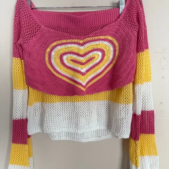 Crochet knit crop top and mini skirt matching set Festival Coachella Club size M - Picture 8 of 11